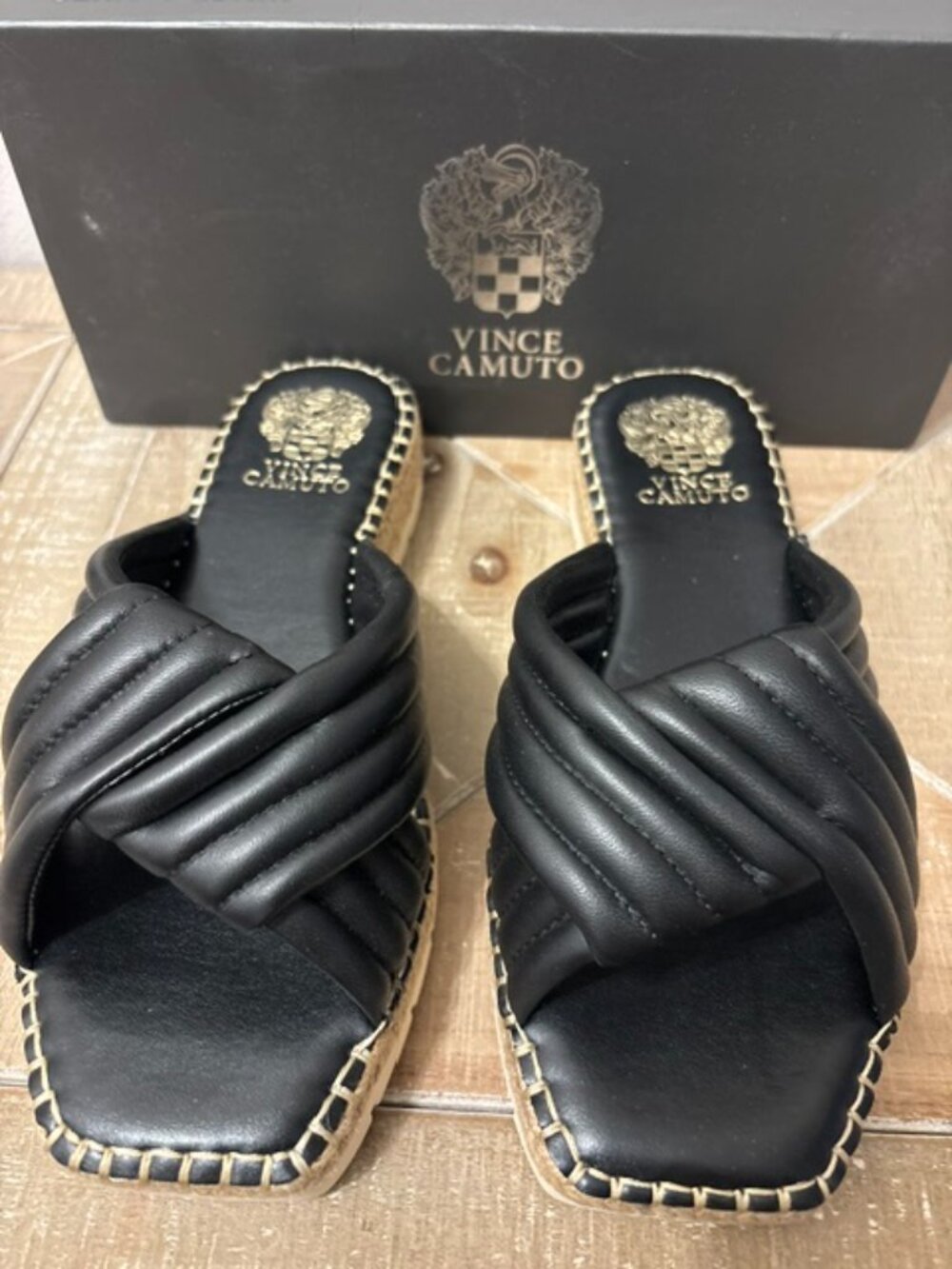 Vince Camuto Crossband Slide Sandals - Melysa Sz 8 Wide Women’s Summer Shoes New